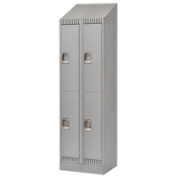 Lockers, 2 -tier, Bank of 2, 24" x 18" x 86", Steel, Grey, Knocked Down M & M Nord Ouest Inc