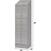 Lockers, 6 -tier, Bank of 2, 24" x 18" x 86", Steel, Grey, Knocked Down M & M Nord Ouest Inc