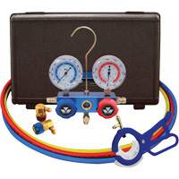 Automotive R134A 2-Way Manifold Gauge Set with 3-In-1 Side Mount Can Tap Valve M & M Nord Ouest Inc