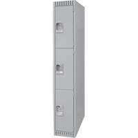Lockers, 3 -tier, 12" x 18" x 72", Steel, Grey, Knocked Down M & M Nord Ouest Inc