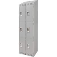 Lockers, 3 -tier, Bank of 2, 24" x 18" x 82", Steel, Grey, Knocked Down M & M Nord Ouest Inc