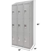 Casiers, 3 niveaux, Bloc de 3, 36" x 18" x 82", Acier, Gris, D&eacute;mont&eacute; M & M Nord Ouest Inc