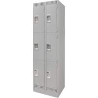 Lockers, 3 -tier, Bank of 2, 24" x 18" x 76", Steel, Grey, Knocked Down M & M Nord Ouest Inc