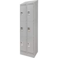 Lockers, 3 -tier, Bank of 2, 24" x 18" x 86", Steel, Grey, Knocked Down M & M Nord Ouest Inc