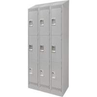 Lockers, 3 -tier, Bank of 3, 36" x 18" x 86", Steel, Grey, Knocked Down M & M Nord Ouest Inc