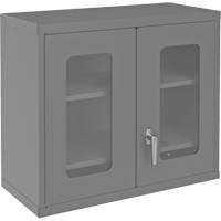 Wall-Mountable Storage Cabinet with Clearview Doors, 26-15/16" H x 29-7/8" W x 13-11/16" D, 2 Shelves, Steel, Grey M & M Nord Ouest Inc