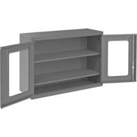 Wall-Mountable Storage Cabinet with Clearview Doors, 26-15/16" H x 35-7/8" W x 13-11/16" D, 2 Shelves, Steel, Grey M & M Nord Ouest Inc