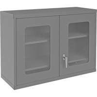 Wall-Mountable Storage Cabinet with Clearview Doors, 26-15/16" H x 35-7/8" W x 13-11/16" D, 2 Shelves, Steel, Grey M & M Nord Ouest Inc