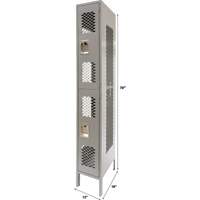 Vented Lockers, 2 -tier, 12" x 18" x 78", Steel, Grey, Knocked Down, Perforated M & M Nord Ouest Inc