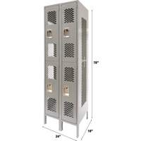 Casiers ventil&eacute;s, 2 niveaux, Bloc de 2, 24" x 18" x 78", Acier, Gris, D&eacute;mont&eacute;, Perfor&eacute; M & M Nord Ouest Inc