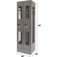 Casiers ventil&eacute;s, Bloc de 2, 24" x 18" x 78", Acier, Gris, D&eacute;mont&eacute;, Perfor&eacute; M & M Nord Ouest Inc