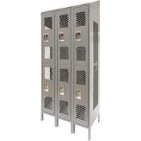 Casiers ventil&eacute;s, 2 niveaux, Bloc de 3, 36 x 18" x 88", Acier, Gris, D&eacute;mont&eacute;, Perfor&eacute; M & M Nord Ouest Inc