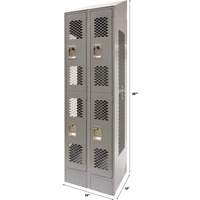 Casiers ventil&eacute;s, 2 niveaux, Bloc de 2, 24" x 18" x 88", Acier, Gris, D&eacute;mont&eacute;, Perfor&eacute; M & M Nord Ouest Inc