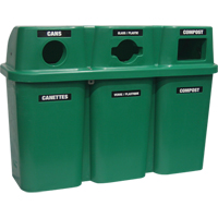 Recycling Containers Bullseye, Curbside, Plastic, 3 x 22 US Gal. M & M Nord Ouest Inc