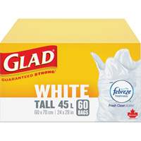 Tall 45L Febreze Garbage Bags, Regular, 24" W x 28" L, White M & M Nord Ouest Inc