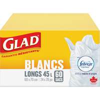 Tall 45L Febreze Garbage Bags, Regular, 24" W x 28" L, White M & M Nord Ouest Inc