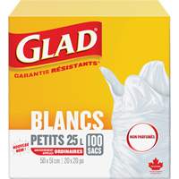 Small 25L Unscented Garbage Bags, Regular, 20" W x 20" L, White M & M Nord Ouest Inc