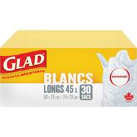 Tall 45L Unscented Garbage Bags, Regular, 24" W x 28" L, White M & M Nord Ouest Inc