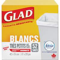 X-Small 15L Roommate Febreze Garbage Bags, Regular, 17" W x 20" L, White M & M Nord Ouest Inc