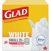 Small 25L Febreze Garbage Bags, Regular, 20" W x 20" L, White M & M Nord Ouest Inc