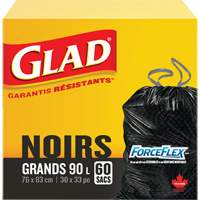 90L Garbage Bags, Regular, 30" W x 33" L, Black, Draw String JP296 | M & M Nord Ouest Inc