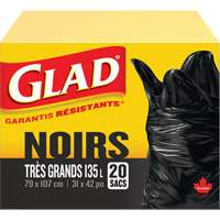 135L Garbage Bags, Regular, 31" W x 42" L, Black, Open Top JP298 | M & M Nord Ouest Inc