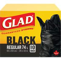 74L Garbage Bags, Regular, 26" W x 33" L, Black, Open Top JP299 | M & M Nord Ouest Inc