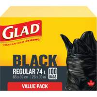 Sacs &agrave; ordures 74 L, R&eacute;gulier, 26" la x 33" lo, Noir M & M Nord Ouest Inc