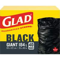 184L Garbage Bags, Regular, 35" W x 48" L, Black, Open Top JP302 | M & M Nord Ouest Inc