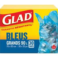 Sacs de recyclage 45 L, R&eacute;gulier, 30" la x 33" lo, Bleu M & M Nord Ouest Inc