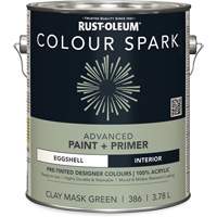 Colour Spark Interior Pre-Tinted Paint + Primer Wall Paint, Clay Mask Green, Eggshell, 3.78 L, Gallon M & M Nord Ouest Inc