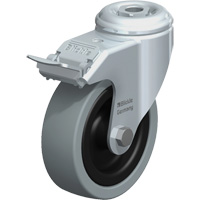 Light-Duty Caster, Swivel with Brake, 4" (101.6 mm), Solid Rubber, 242 lbs. (110 kg.) M & M Nord Ouest Inc