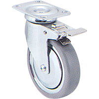 Zinc Plated Caster, Swivel with Brake, 3" (76 mm), Rubber, 150 lbs. (68 kg.) M & M Nord Ouest Inc