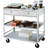 Stainless Steel Equipment Stands, 300 lbs. Capacity, Stainless Steel, 20"/20-1/8" x W, 35" x H, 37"/36-3/8" D, Knocked Down, 2 Drawers M & M Nord Ouest Inc