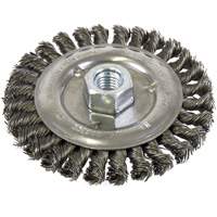 Brosse filet&eacute;e &agrave; fils nou&eacute;s et face standard, Dia. 5", Fils 0,022", Arbre 5/8"-11, Acier M & M Nord Ouest Inc