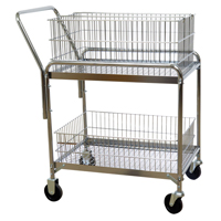 Wire Mesh Office Mail Cart, 200 lbs. Capacity, Chrome, 20" D x 33" L x 37-1/2" H, Chrome Plated MO208 | M & M Nord Ouest Inc