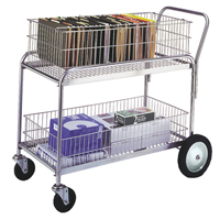Chariot de bureau en treillis m&eacute;tallique pour le courrier, 250 lb Capacit&eacute;, Chrome, 23-3/4" p x 43" la x 38-1/2" h, Chrom&eacute; M & M Nord Ouest Inc