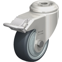 Stainless Steel Thermoplastic Elastomer Caster, Swivel with Brake, 3-1/8" (79.5 mm) Dia., 220 lbs. (100 kg.) Capacity M & M Nord Ouest Inc