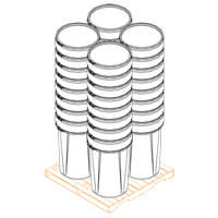 Baril emboîtable en poly&eacute;thyl&egrave;ne, 55 gal. US (45 gal. imp.), Dessus ouvert, Jaune M & M Nord Ouest Inc