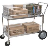 Wire Mesh Office Mail Cart, 250 lbs. Capacity, Chrome, 23" D x 42" L x 38" H, Chrome Plated MO843 | M & M Nord Ouest Inc