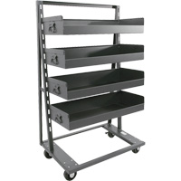 Chariot &agrave; cadre en A robuste &agrave; un c&ocirc;t&eacute; avec 4 grands plateaux &agrave; rebord, 38" x 25" x 63", Capacit&eacute; 2500 lb M & M Nord Ouest Inc