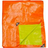 Bâche tissée robuste haute visibilité, Vert/Orange, 16' x 20' x 12 mils NAA096 | M & M Nord Ouest Inc