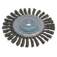 Brosses &eacute;conomiques &agrave; fil nou&eacute;s &agrave; haute vitesse pour cordons de soudure, Dia. 5", Fils 0,02", Arbre 5/8"-11, Acier M & M Nord Ouest Inc
