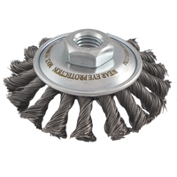 Brosses soucoupes &agrave; fils nou&eacute;s, Dia. 4", Fils 0,02", Arbre 5/8"-11, Acier M & M Nord Ouest Inc