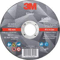 Silver Cut-Off Wheel, 4-1/2" x 0.045", 7/8" Arbor, Type 1, Ceramic, 13300 RPM M & M Nord Ouest Inc