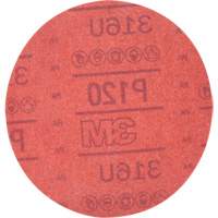 Hookit Red Abrasive Disc 316U, 01224, 6" Dia., P120 Grit, Aluminum Oxide, A M & M Nord Ouest Inc