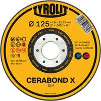 Meule &agrave; tronçonner pour acier et acier inoxydable CERABOND X, 4-1/2" x 0,45", Arbre de 7/8", Type 1, C&eacute;ramique, 12250 Tr/min M & M Nord Ouest Inc