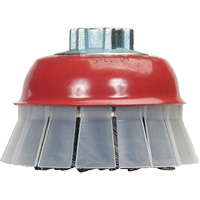 Knotted Wire Cup Brush with Protective Guard, 4" Dia. x 5/8"-11 Arbor M & M Nord Ouest Inc