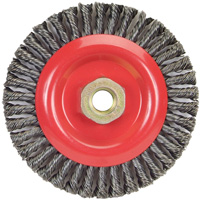 Brosse &agrave; fils nou&eacute;s pour cordons de soudure pour meuleuse angulaire, Dia. 5", Fils 0,02", Arbre 5/8"-11, Acier M & M Nord Ouest Inc