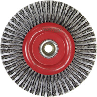 Brosse &agrave; fils nou&eacute;s pour cordons de soudure pour meuleuse angulaire, Dia. 6", Fils 0,02", Arbre 5/8"-11, Acier M & M Nord Ouest Inc
